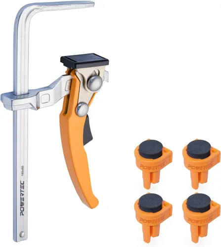 Miniatura 10 de POWERTEC 72392 - 4 unidades de perros de banco para agujero de perro de 3/4 pulgadas, perro de banco con inserto de EVA y 2 abrazaderas de trinquete