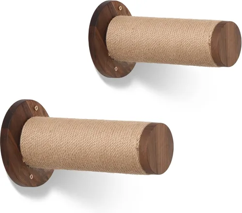 FUKUMARU Muebles de pared para gatos, estantes de gatos de 11.8 pulgadas para paneles de yeso, escaleras de madera de nogal para gatitos para montar