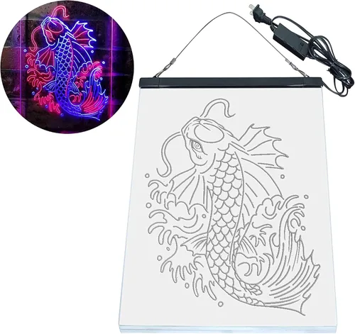 Miniatura 8 de ADVPRO Koi Fish Display - Letrero de neón LED de doble color, azul y rojo, 8 x 12 pulgadas st6s23-i3720-br
