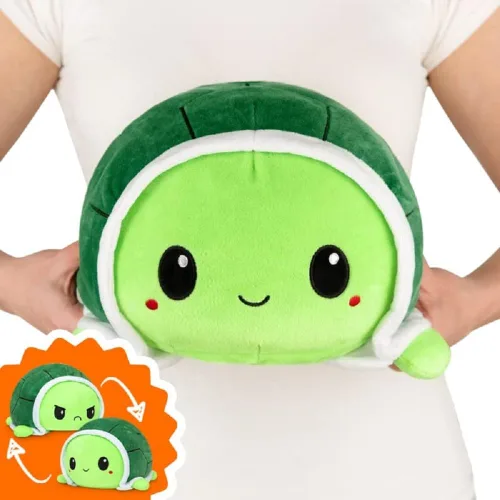 Miniatura 4 de TeeTurtle - Peluche de gran pulpo reversible, original, diseño patentado, negro y con rayas del color del arcoíris, feliz y enojado, muestra tu