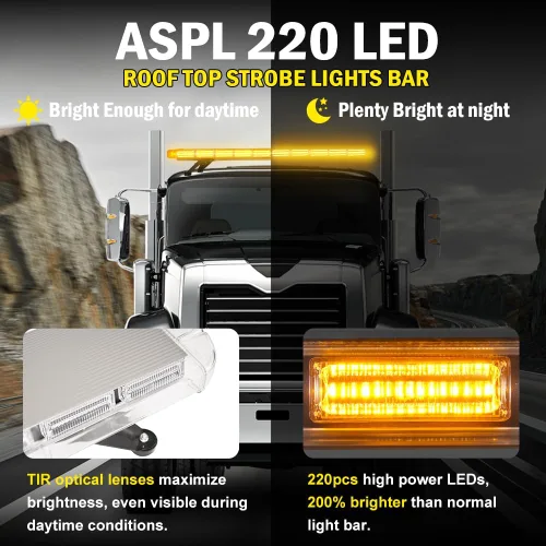 Miniatura 2 de ASPL Barra de luz estroboscópica de techo de perfil bajo de 46 pulgadas con 220 LED, baliza de advertencia de emergencia, luz intermitente