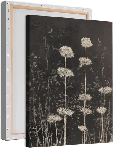 Miniatura 12 de Lienzo de diente de león en blanco y negro, diseño vintage de diente de león, póster de plantas en blanco y negro, pintura de lienzo de flores