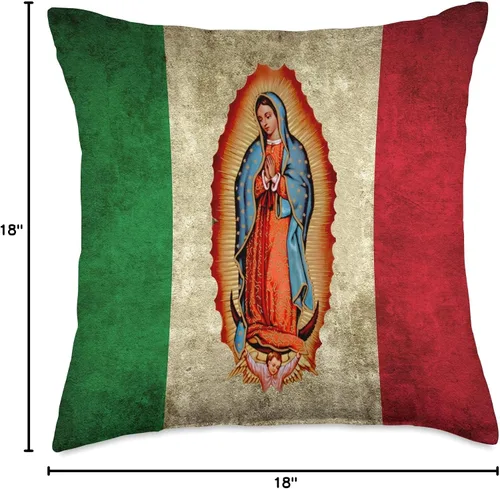Miniatura 4 de Virgin Mary Accessories Co Nuestra Señora Virgen De Guadalupe - Almohada con bandera mexicana, 16.0 x 16.0 in, multicolor