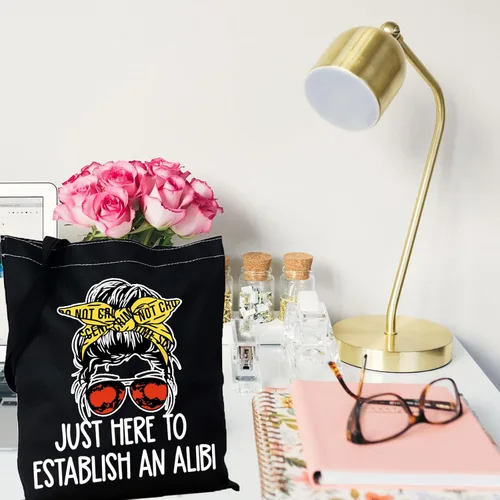 Miniatura 3 de GJTIM True Crime Gift Seriel Killer Gift Just Here to Establish and Alibi - Bolsa de maquillaje para fanáticos del programa de crimen