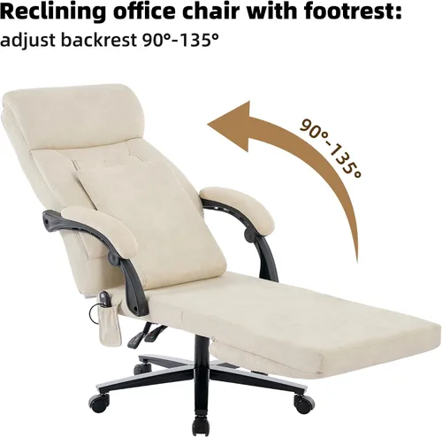 Miniatura 5 de DYHOME Silla de oficina ejecutiva con reposapiés, sillas ergonómicas de escritorio para computadora, silla de oficina de cuero con respaldo medio