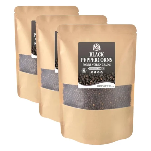 Miniatura 10 de 52USA Granos de pimienta negra entera, 12 onzas (paquete de 1), granos de pimienta para molinillo de repuesto, sin gluten, kosher, totalmente