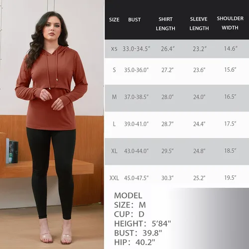 Miniatura 208 de GINKANA Sudadera con capucha para mujer, manga larga, lactancia materna, ropa casual