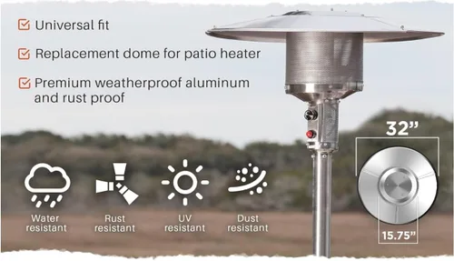 Miniatura 5 de Fire Sense 61956 - Piezas de repuesto para calentador de patio para exteriores, resistente a la intemperie, aluminio y polvo, rango de calor