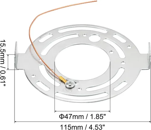 Miniatura 2 de PATIKIL Kit de placa de luz de techo redonda de 4.528 in, 1 juego de placa de soporte de montaje de lámpara de acero para lámpara colgante