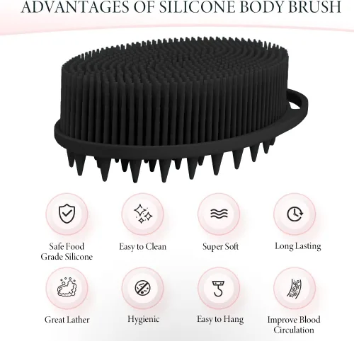 Miniatura 3 de Exfoliante corporal de silicona, esponja de silicona, 2 piezas de esponja de ducha, exfoliante de silicona para ducha, cepillo de silicona 2 en 1