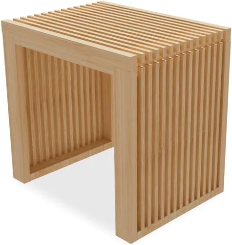 APRTAT Banco de comedor de bambú para interiores, banco pequeño de entrada, zapatero, bancos de madera modernos para exteriores, de 17 pulgadas,