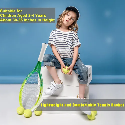 Miniatura 6 de bo'weiqi Raqueta de tenis para niños de 17"-25" para edades de 2-12 años, raqueta de tenis juvenil ligera para niñas y niños, deportes al aire Verde