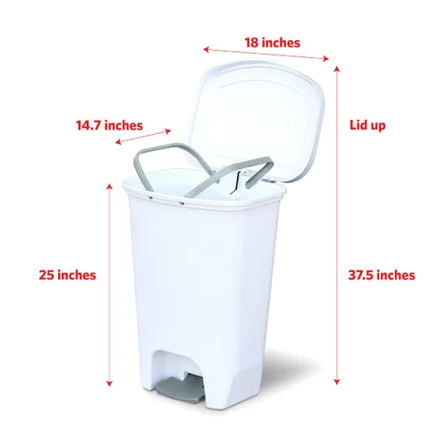 Miniatura 3 de Glad Paquete de 2 botes de basura de 13 galones, cubos de basura de plástico para cocina con protección contra olores de tapa, manos libres