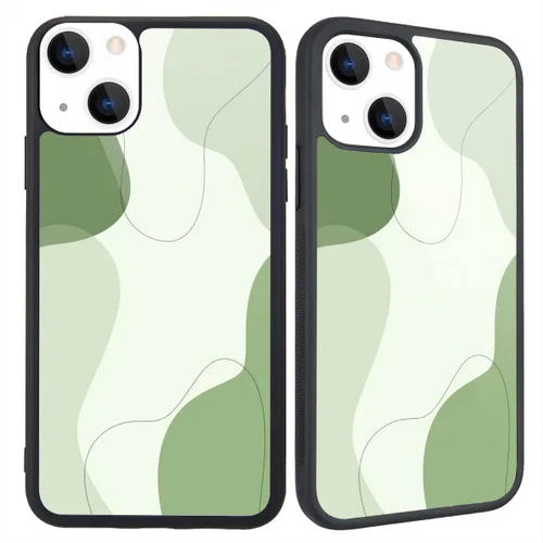 Miniatura 31 de Funda compatible con iPhone 13 para niños y mujeres, diseño divertido de cara, parte trasera dura con negro, divertido y lindo patrón de arte