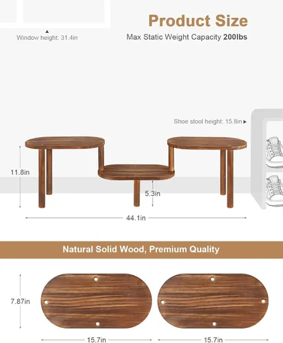 Miniatura 2 de Estante de plantas cóncavo de interior, soporte de plantas ovalado deformable de 3 niveles, soporte largo para macetas para múltiples plantas