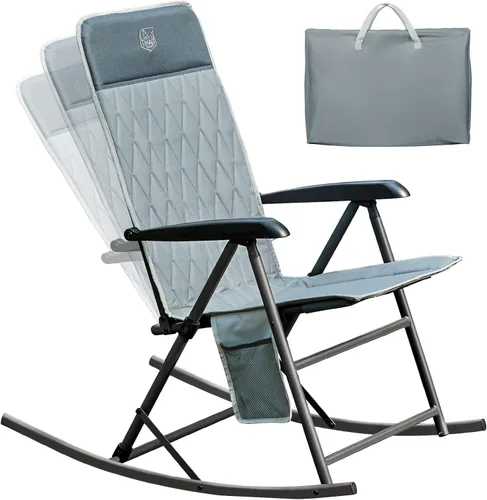 Miniatura 17 de Timber Ridge Silla mecedora ajustable de 3 niveles, respaldo alto acolchado ergonómico, soporta 300 libras, balancín estable antipunta, reposabrazos