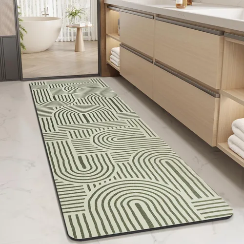 Miniatura 32 de MontVoo -Tapete de baño-Alfombras de baño delgadas antideslizantes para debajo de la puerta- Superficie de gamuza sintética absorbente, de secado
