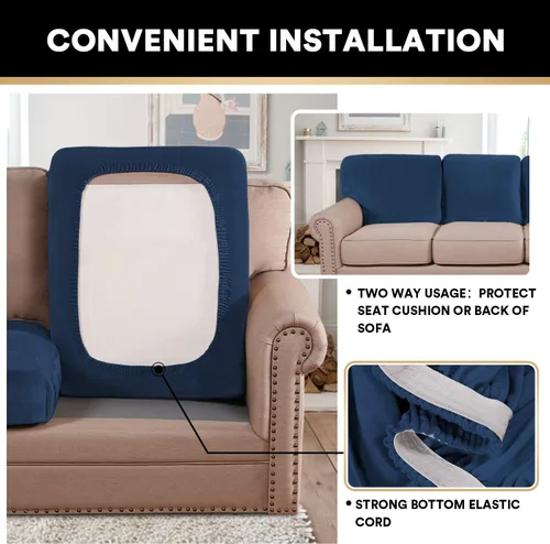 Miniatura 5 de PrinceDeco Fundas de cojín para sofá, funda elástica y lavable, funda de cojín ajustable de tela de terciopelo antideslizante, protector de muebles