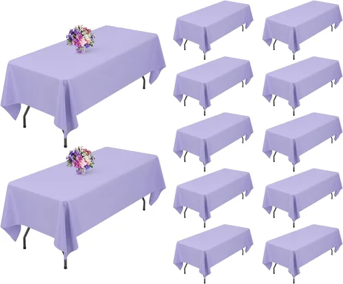 Miniatura 9 de Showgeous Paquete de 4 manteles rectangulares de poliéster de 60 x 102 pulgadas, resistentes a las arrugas, lavables, para bodas, mesas de comedor