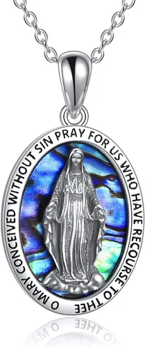 Miniatura 7 de YFN Collar de plata de ley San Miguel/San Cristóbal/Jesús/Virgen María para hombres y mujeres católico/protector/talismán collar con medalla