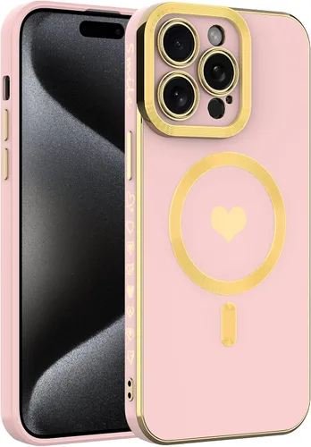 Miniatura 11 de Magsafe - Funda magnética para iPhone 13 Pro Max, cubierta de lujo chapada en forma de corazón, compatible con Magsafe para mujeres y niñas con Azul