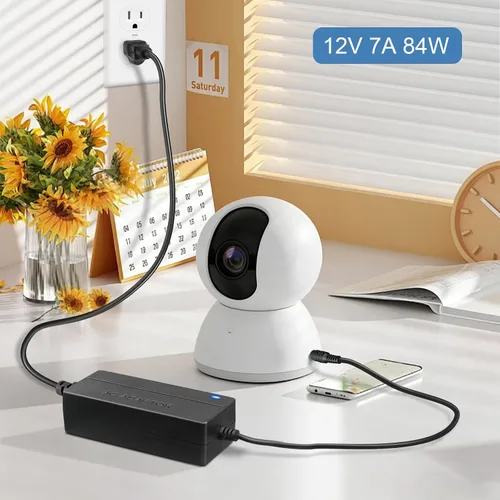 Miniatura 7 de Fuente de alimentación de 12 V 7 A 84 W Adaptador de CA/CC CA 100-240V a CC 12 voltios 7Amp Convertidor de transformador de potencia de conmutación