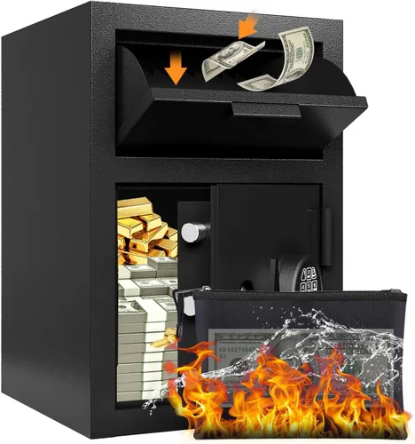 Caja fuerte de caída de 2.6 pies cúbicos para dinero de negocios con ranura de depósito, combinación digital y mecanismo anti-extracción para hogar,