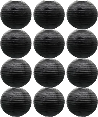 Miniatura 38 de Linternas de papel doradas chinas, japonesas, colgantes, redondas, para decoración de fiesta de Año Nuevo y Año Nuevo Lunar (12 unidades)