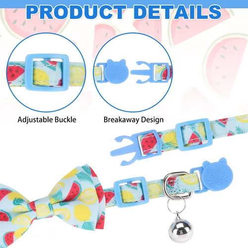Miniatura 3 de Collares Separables para Gatos con Campana y Lindas Colgantes - Paquete de 3 Collares Ajustables de Seguridad para Gatitos - Decoración para Gatos