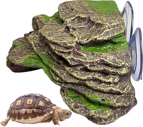 Miniatura 12 de kathson Plataforma para tomar el sol de tortuga, rampa de escalada de tortugas para bebé, esquisto, reptiles, muelle, terraza, piedra, pequeño