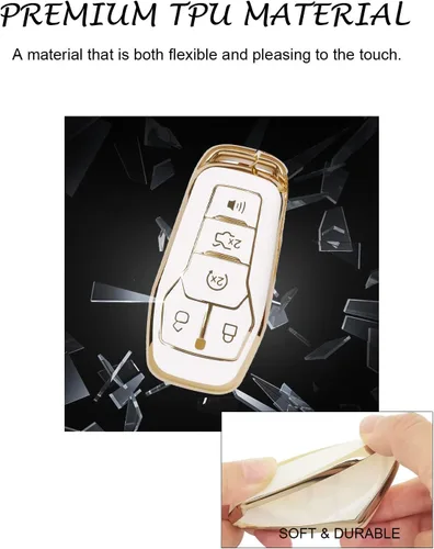 Miniatura 5 de for Ford Key Fob Cover Compatible with Explorer Edge Fusion MKZ MKC MKX 5 Buttons, Soft TPU Shells with Car Sticker