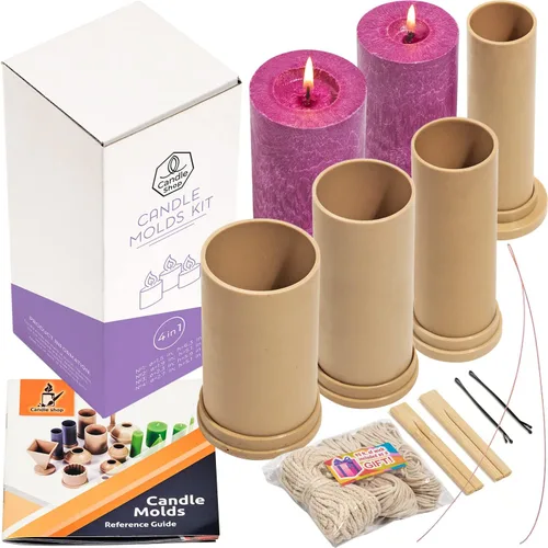 Juego de 4 moldes de velas para hacer velas, moldes de cera derretida para manualidades, moldes de cera para velas