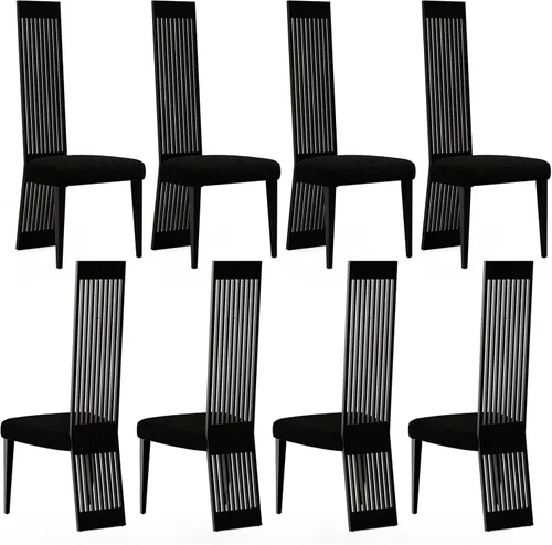 Boucle - Juego de 8 sillas de comedor negras, modernas sillas de comedor tapizadas con respaldo alto con marco de acero inoxidable resistente para