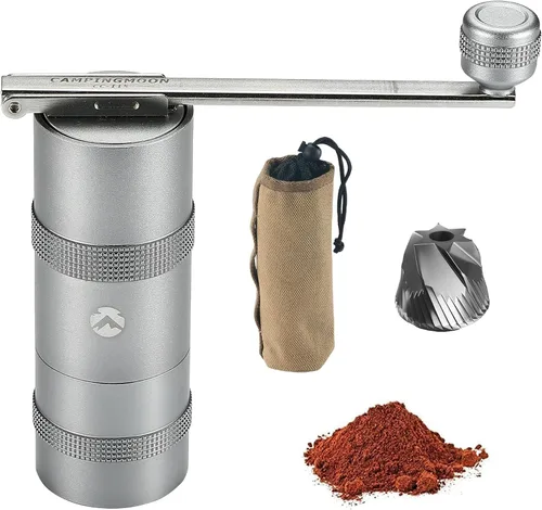 Miniatura 10 de CAMPINGMOON Molinillo de café manual portátil con mango plegable integrado, molinillo de mano CNC de acero inoxidable, molino cónico profesional