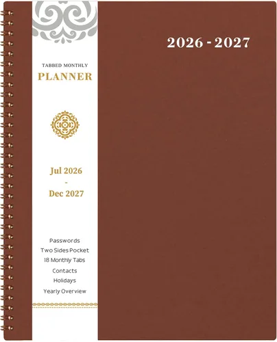 Miniatura 22 de Agenda mensual 2026 - Agenda 2026, agenda de enero 2026 a diciembre 2026, calendario mensual de 12 meses con pestañas y bolsillo, etiquetas