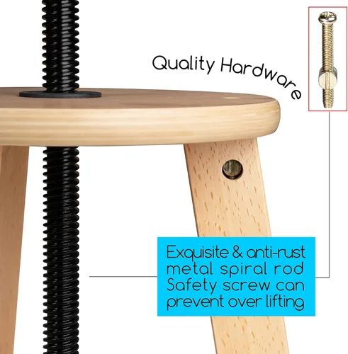 Miniatura 6 de MEEDEN Taburete de dibujo de madera con altura ajustable, taburete de artista, taburete de estudio de oficina, hasta 220 libras, madera de haya