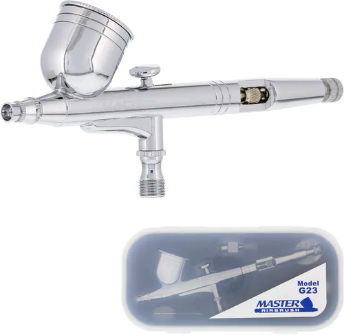Master Airbrush G23 Kit de aerógrafo de alimentación por gravedad multiusos de doble acción con punta de 0.012 in, taza de 1/3 onzas, mango