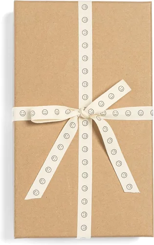 Miniatura 3 de Cinta de algodón de espiga personalizada, cinta de regalo natural de 5/8 pulgadas con impresión de cara sonriente, 10 yardas Caras sonrientes