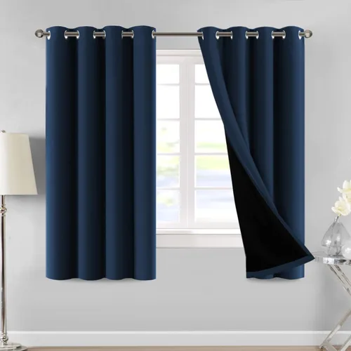 Miniatura 30 de MeilleMaison Paneles de cortina 100 % opacas para ventana de dormitorio, bloqueo de luz completa, de 84 pulgadas de largo, con aislamiento térmico