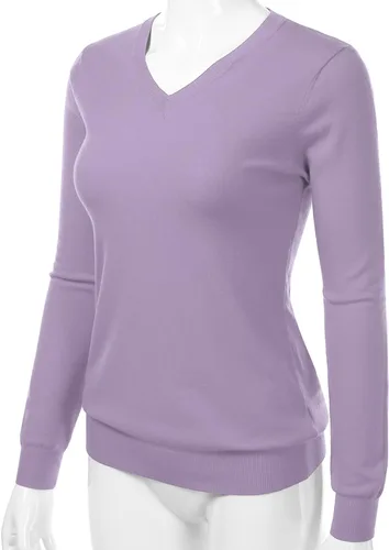 Miniatura 2 de danibe Suéter de punto suave de primera calidad con cuello en V para mujer (S-XXL)