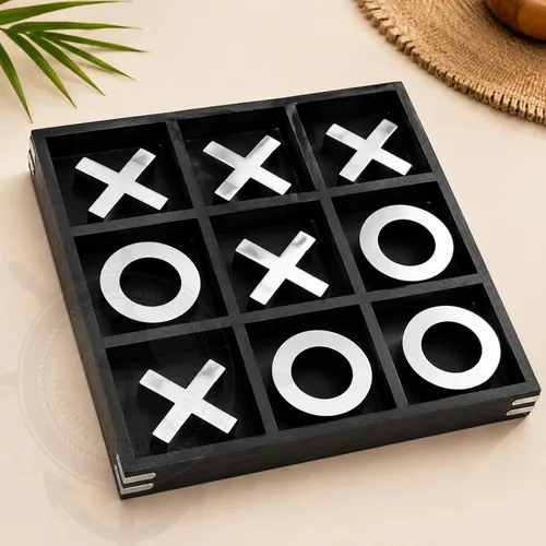 Juego de mesa grande y elegante de alta calidad de Tic Tac Toe de 14 pulgadas | Juego de rompecabezas de madera | Decoración de madera y juegos de