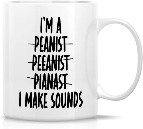 Miniatura 27 de Retreez - Taza divertida con texto en inglés "Without Music Life Would B Flat Musician", 325 ml, tazas de café de cerámica, divertidas, sarcásticas