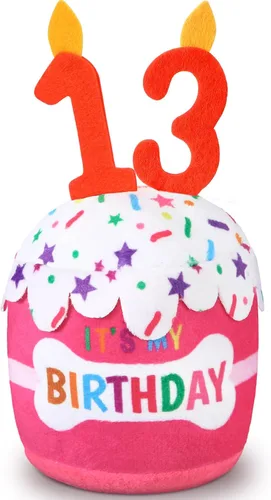 Miniatura 37 de Dansydaisy Accesorios de juguete de pastel de cumpleaños para perros, regalos para niñas y niños, juguete de peluche chirriante para decoración
