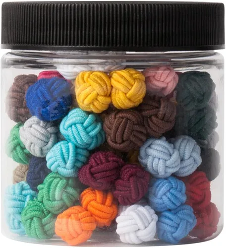 Miniatura 3 de Jacob Alexander Tarro de regalo, 25 pares de nudos de seda de color sólido, colección a granel, Multi