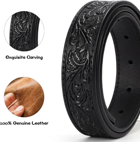 Miniatura 4 de XZQTIVE Cinturones de cuero genuino para niños y niñas, cinturones de vaquero occidental, cinturones de cuero con grabado