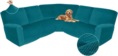 Miniatura 506 de Arfntevss Fundas de sofá seccional reclinable de terciopelo, Funda de sofá seccional de esquina para sofá reclinable, Funda elástica suave