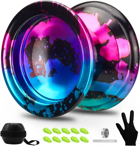 FETESNICE 1.No Yoyo Profesional para Adultos - Set de Yoyo de Metal Sensible y No Sensible para Principiantes y Jugadores Avanzados, Incluye 10