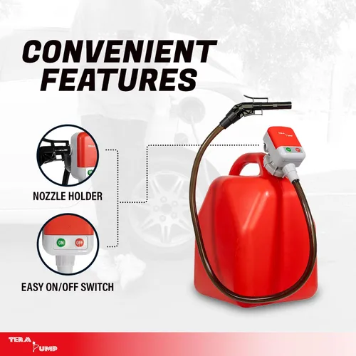 Miniatura 8 de TERA PUMP Bomba de transferencia de combustible con protección contra desbordamiento de 5ª generación, combustible de gas más fácil, manguera