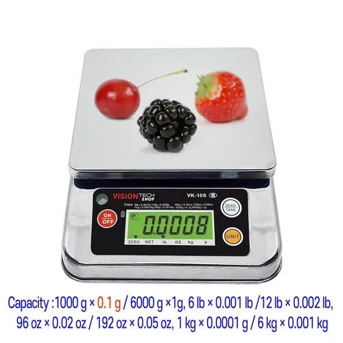 Miniatura 7 de VisionTechShop VK-10S - Báscula de cocina prémium de 0.00 oz, conmutable en libras/onzas/kg/g, báscula de alimentos de placa de acero inoxidable