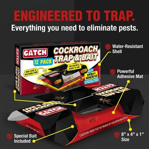 Miniatura 2 de GATCH Trampas para cucarachas para interiores (paquete de 12), trampas adhesivas para cucarachas, trampas de pegamento adhesivo para cucarachas